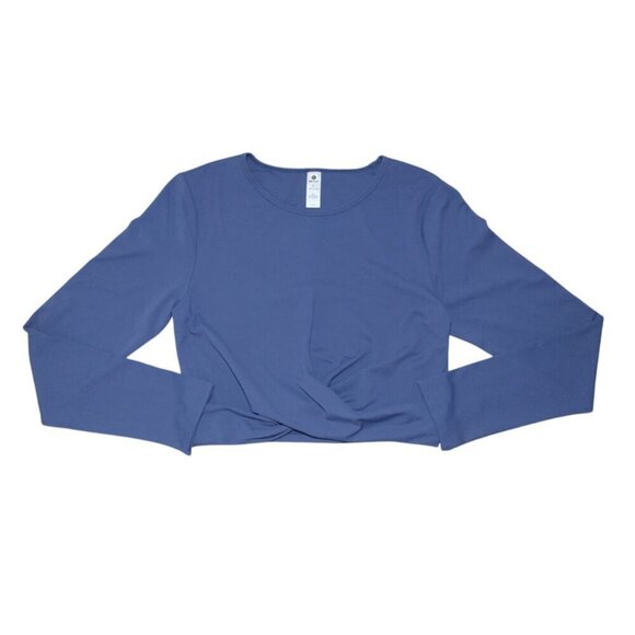 90 Degree By reflex, Blue Long Sleeve Twist Front Crop Top, Size L, NWT. - Picture 5 of 8